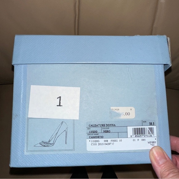 Prada Suede Nero Pointed Pumps Black Suede Wavy Cut 38.5 Kate Middleton’s Style - Picture 9 of 14